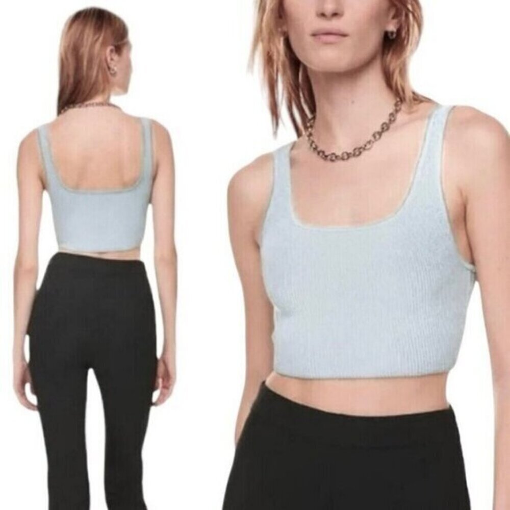 Aritzia Babaton Square Neck Crop Rib Tank 2XS